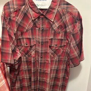Harley-Davidson Red Plaid Short-Sleeve Button-Down Shirt